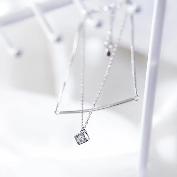 NEW 925 Sterling Silver Diamond Cube Bar Bracelet - Picture 3 of 8